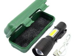 چراغ قوه زوم دار جیبی XPE+COB با چراغ بغل
