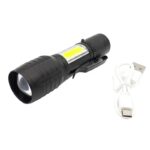چراغ قوه زوم دار جیبی XPE+COB با چراغ بغل - Image 2