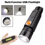 چراغ قوه پلیسی زوم دار با چراغ بغل مدل USB - Image 5