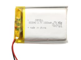 باتری لیتیوم پلیمر 3.7v ظرفیت 1000mAh کد 803040