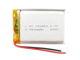 باتری لیتیوم پلیمر 3.7v ظرفیت 1400mAh کد 703450