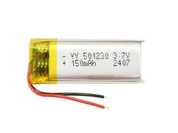 باتری لیتیوم پلیمر 3.7v ظرفیت 150mAh کد 501230