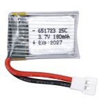 باتری لیتیوم پلیمر 3.7v ظرفیت 180mAh تک سل 25c مارک MAXCELL کد 651723
