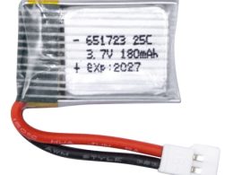 باتری لیتیوم پلیمر 3.7v ظرفیت 180mAh تک سل 25c مارک MAXCELL کد 651723