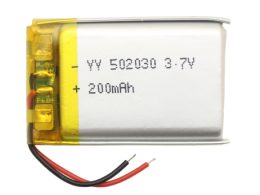 باتری لیتیوم پلیمر 3.7v ظرفیت 200mAh کد 502030