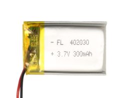 باتری لیتیوم پلیمر 3.7v ظرفیت 300mAh کد 402030