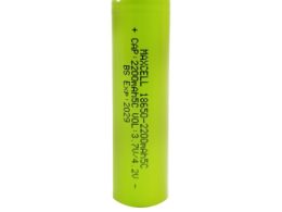باتری لیتیوم یون 3.7v سایز 18650 سرتخت 2200mAh ضریب جریان 5C مارک MAXCELL