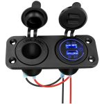شارژر USB خودرویی روپنلی دوبل فندکی و دو خروجی فست شارژ QC3.0 با ON/OFF لمسی - Image 5