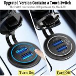 شارژر USB خودرویی روپنلی گرد قرمز دو خروجی فست شارژ QC3.0 با ON/OFF لمسی و فیوز بین راهی - Image 10