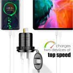 شارژر USB خودرویی روپنلی گرد قرمز دو خروجی فست شارژ QC3.0 با نمایشگر ولتاژ و کلید ON/OFF - Image 10