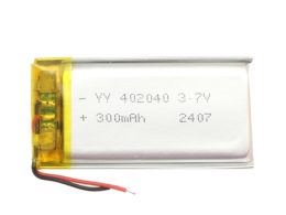 باتری لیتیوم پلیمر 3.7v ظرفیت 300mAh کد 402040