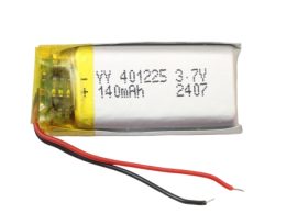 باتری لیتیوم پلیمر 3.7v ظرفیت 140mAh کد 401225