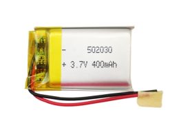 باتری لیتیوم پلیمر 3.7v ظرفیت 400mAh کد 502030
