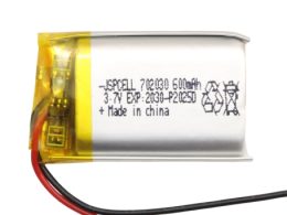 باتری لیتیوم پلیمر 3.7v ظرفیت 600mAh کد 702030