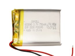 باتری لیتیوم پلیمر 3.7v ظرفیت 750mAh کد 603040