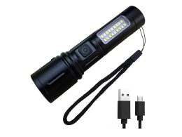 چراغ قوه پلیسی زوم دار با چراغ بغل LED سفید+قرمز