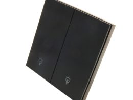 کلید دو پل هوشمند پیانویی TUYA مشکی با قابلیت کنترل از طریق WiFi مدل DH-313