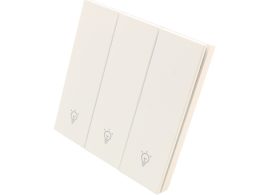 کلید سه پل هوشمند پیانویی TUYA سفید با قابلیت کنترل از طریق WiFi مدل DH-313