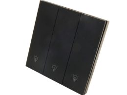 کلید سه پل هوشمند پیانویی TUYA مشکی با قابلیت کنترل از طریق WiFi مدل DH-313