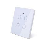 کلید چهار پل هوشمند لمسی TUYA سفید با قابلیت کنترل از طریق WiFi و RF