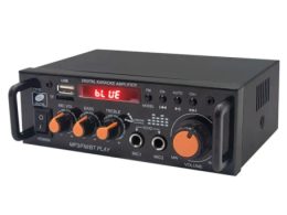 آمپلی فایر بلوتوثی دوبل 600RMS استریو با دو ورودی میکروفن مدل BT-296