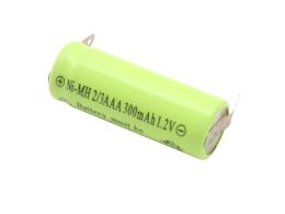 باتری قابل شارژ 300mAh سرتخت پلیت دار سایز 2/3AAA