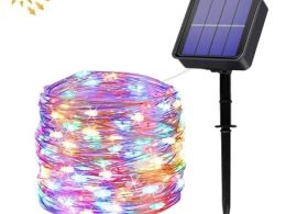 ریسه LED مفتولی باغچه‌ای RGB دارای پنل خورشیدی