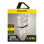 شارژر 5 ولت 2.1A آوی AWEI با دو خروجی USB مدل C-930 - Image 5