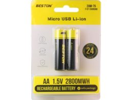 پک 2 تایی باتری قلمی 1.5V لیتیوم یون 2800mWh مارک BESTON با ورودی MicroUSB