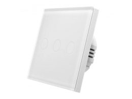 کلید سه پل هوشمند لمسی TUYA سفید با قابلیت کنترل از طریق WiFi و RF