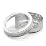 قوطی فلزی نقره ای با درب شیشه ای 60ml سایز 68x25mm - Image 2