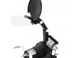 گیره مونتاژ ذره بین دار به همراه پایه هویه و نگهدارنده سیم لحیم مدل TH-7027