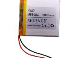 باتری لیتیوم پلیمر 3.7v ظرفیت 2000mAh مارک AHURA.GR کد 555053