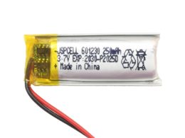 باتری لیتیوم پلیمر 3.7v ظرفیت 250mAh کد 601230