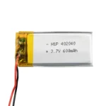 باتری لیتیوم پلیمر 3.7v ظرفیت 600mAh کد 402040