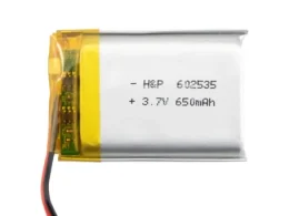 باتری لیتیوم پلیمر 3.7v ظرفیت 650mAh کد 602535