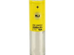 باتری لیتیوم یون 3.7v سایز 18650 سرتخت 2200mAh جریان دشارژ 10A مارک MJ