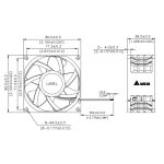 جت فن 12V-1.7A سایز 8x8x3.8cm مارک DELTA ELECTRONICS مدل QFR0812UHE - تصویر 4